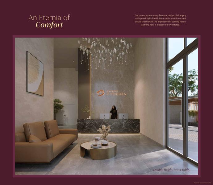 Candeur Eternia interior - kitchen and living area