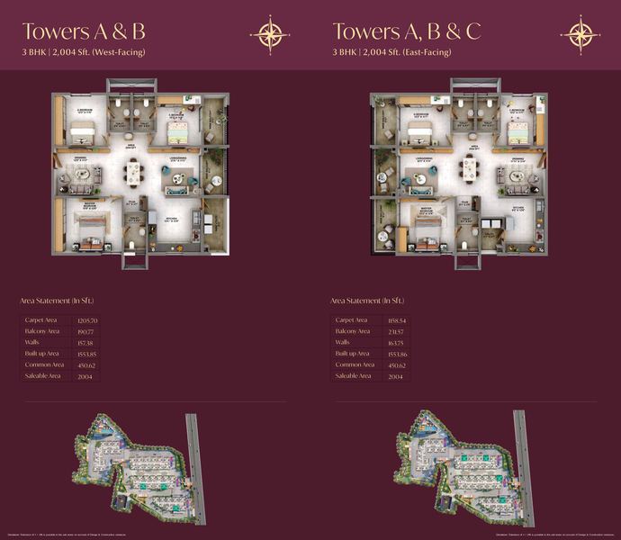 3 BHK floor plan - Candeur Eternia Bachupally